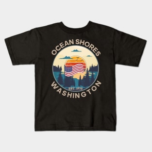 OCEAN SHORES WASHINGTON USA FLAG Kids T-Shirt